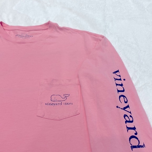 Vineyard Vines 100% Cotton Baby Pink with Logos Long Cool Shirt Women's Small !! - Picture 4 of 11